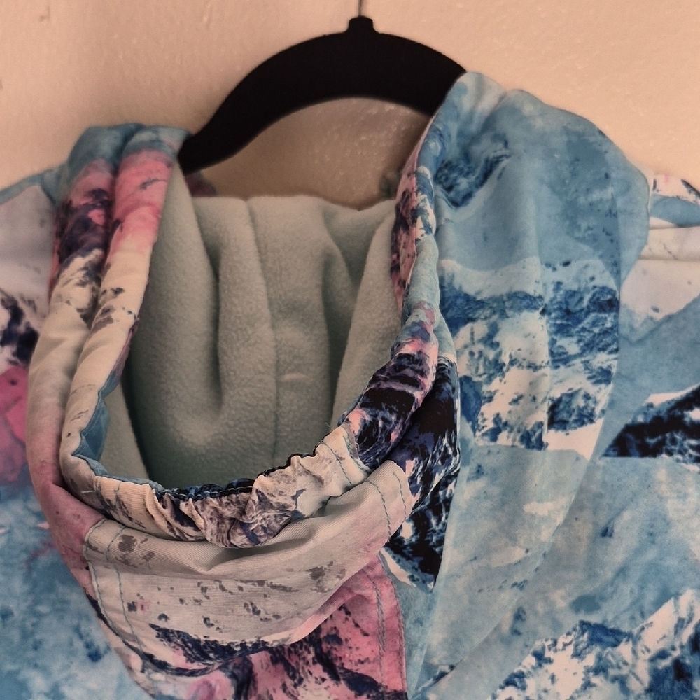 Hurley Blue and Pink Mountain Print Raincoat - Picture 7 of 14